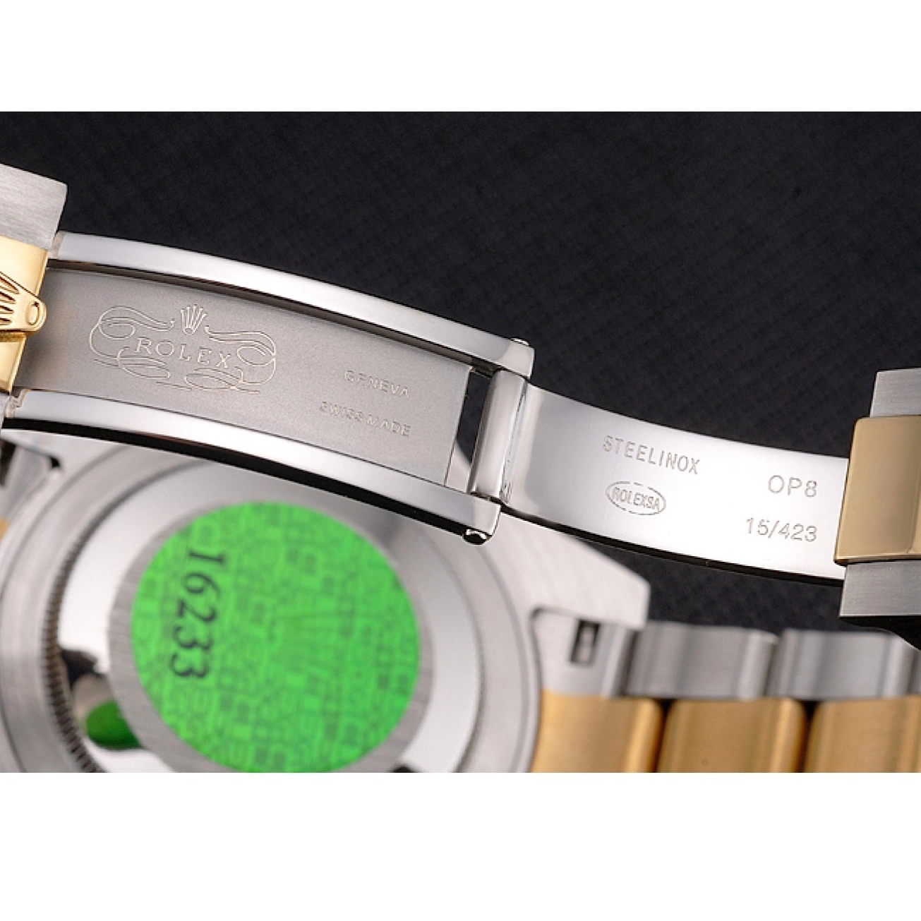 Rolex copies cheap Bezel Submariner Two Blue And Gold Tone Dial Steel Bracelet Rolex Swiss 0805